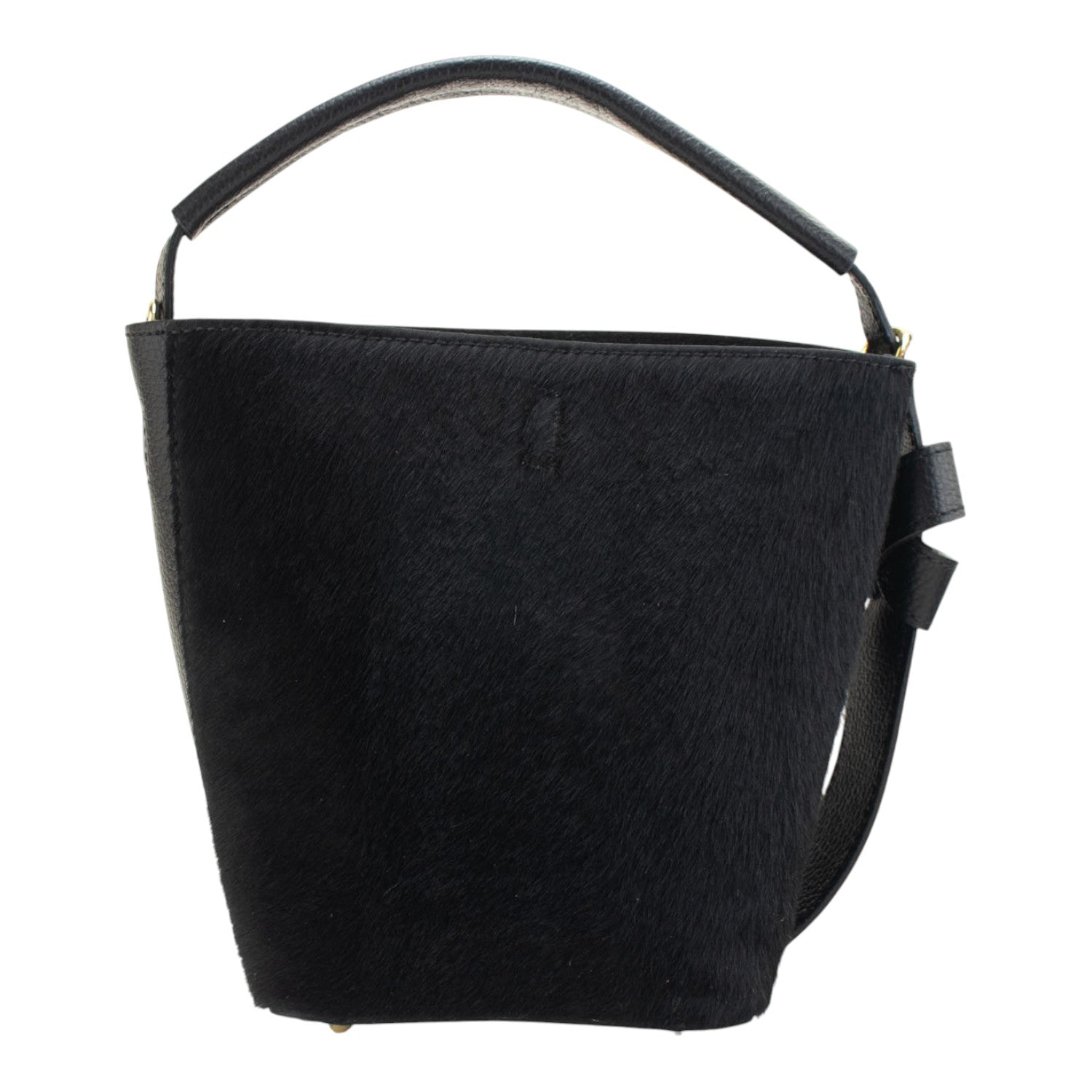 Bolso bucket en Piel Pregato Alessia Premium Negro