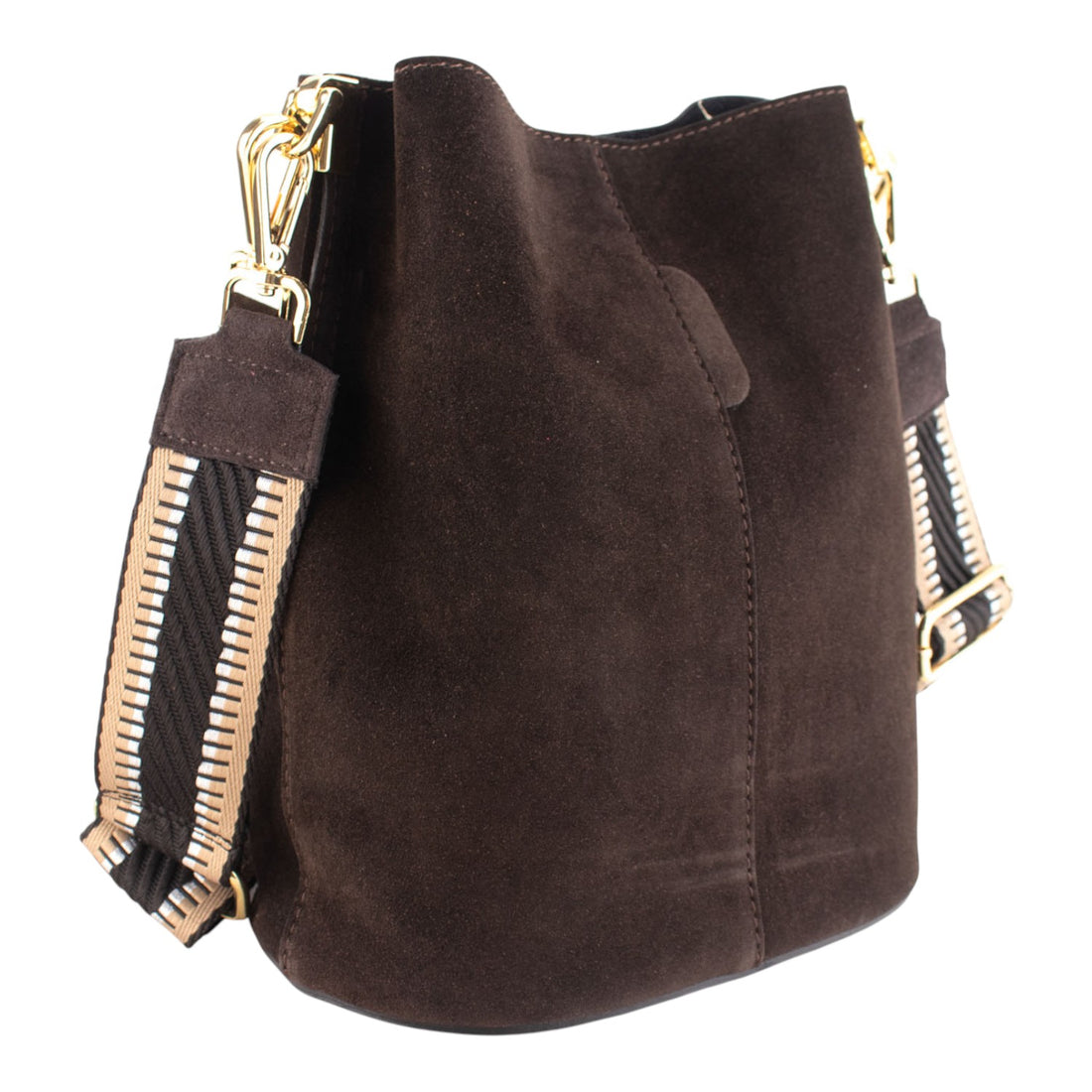 Bandolera Piel Pregato Secchio Peach Chocolate cinta Premium