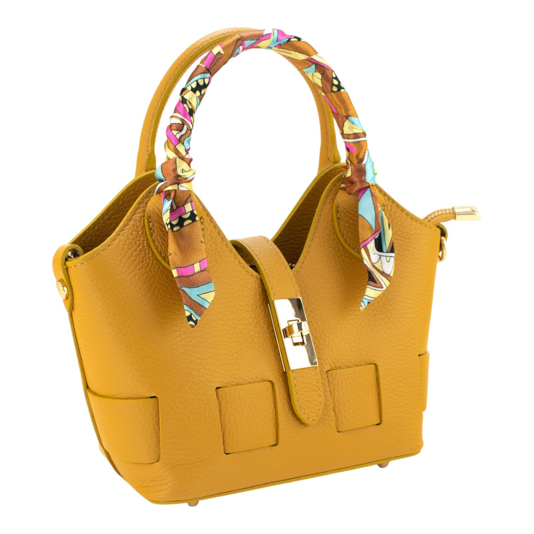 Bolso en Piel Pregato Piccolo tape Mostaza