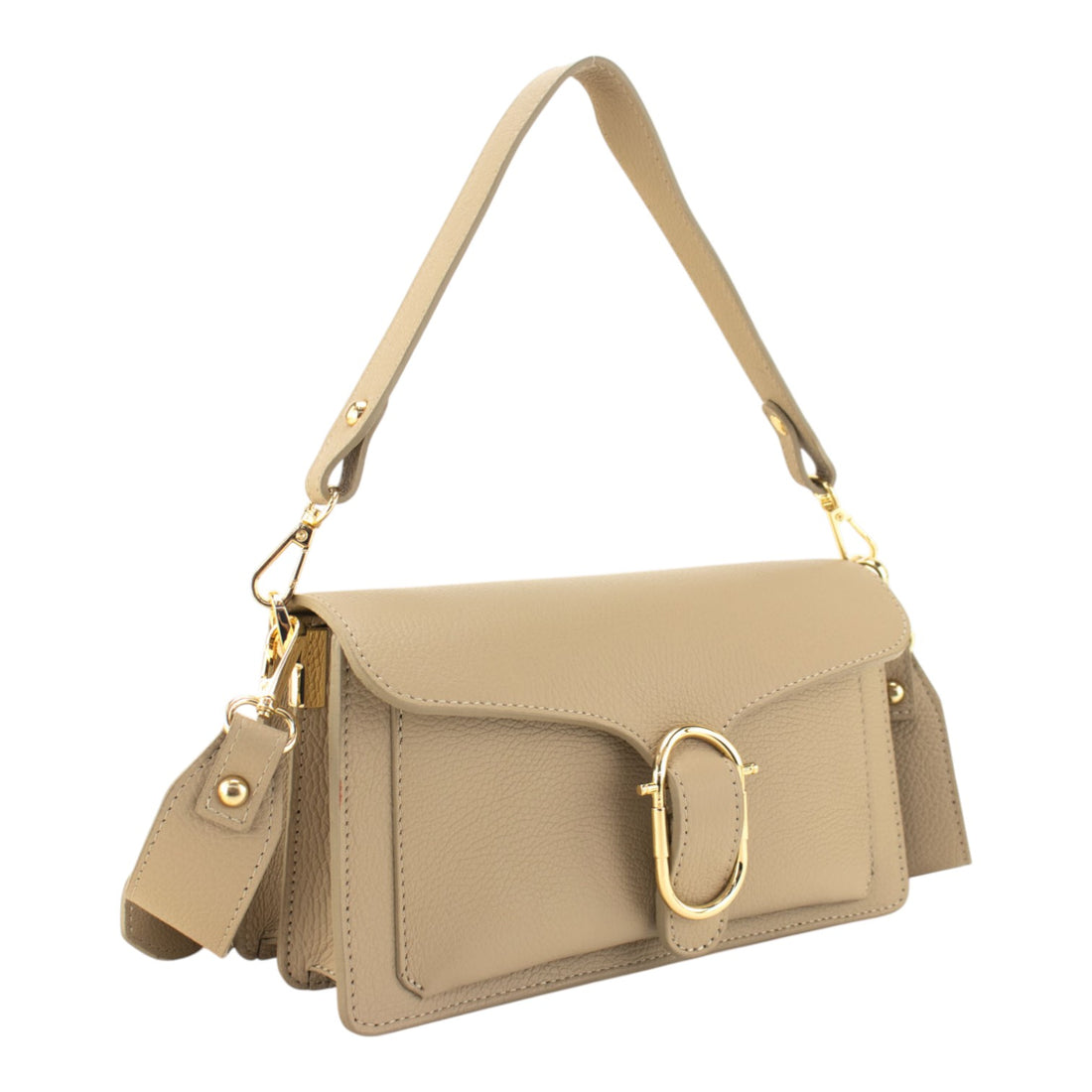 Bandolera Piel Pregato Fíbula Taupe claro