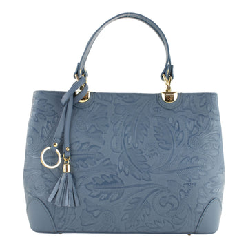 Bolso en piel Pregato Eleganza Grabado Azul Jeans