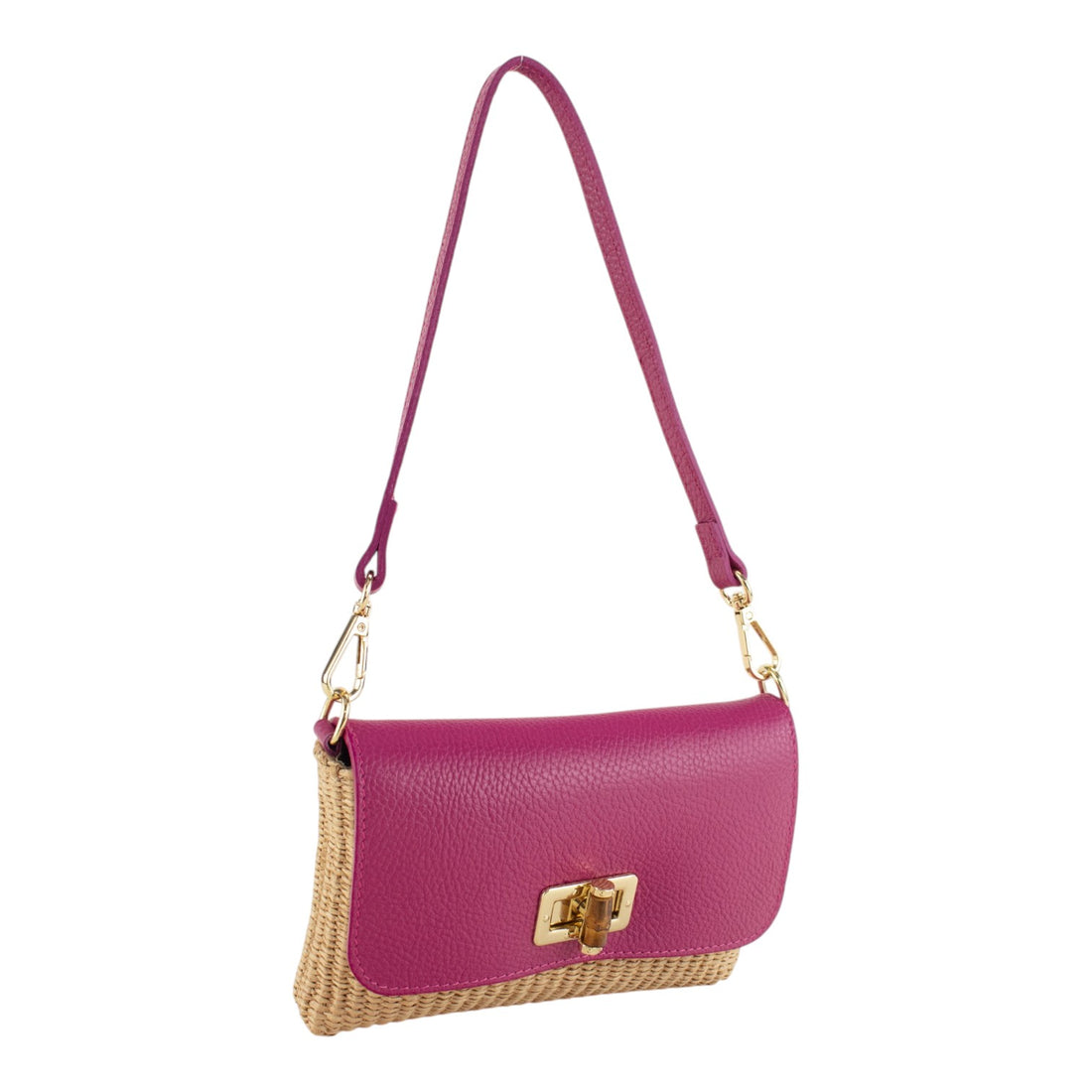 Bandolera en piel Pregato Marena Fucsia