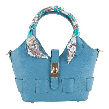 Bolso en Piel Pregato Piccolo tape Azul celeste