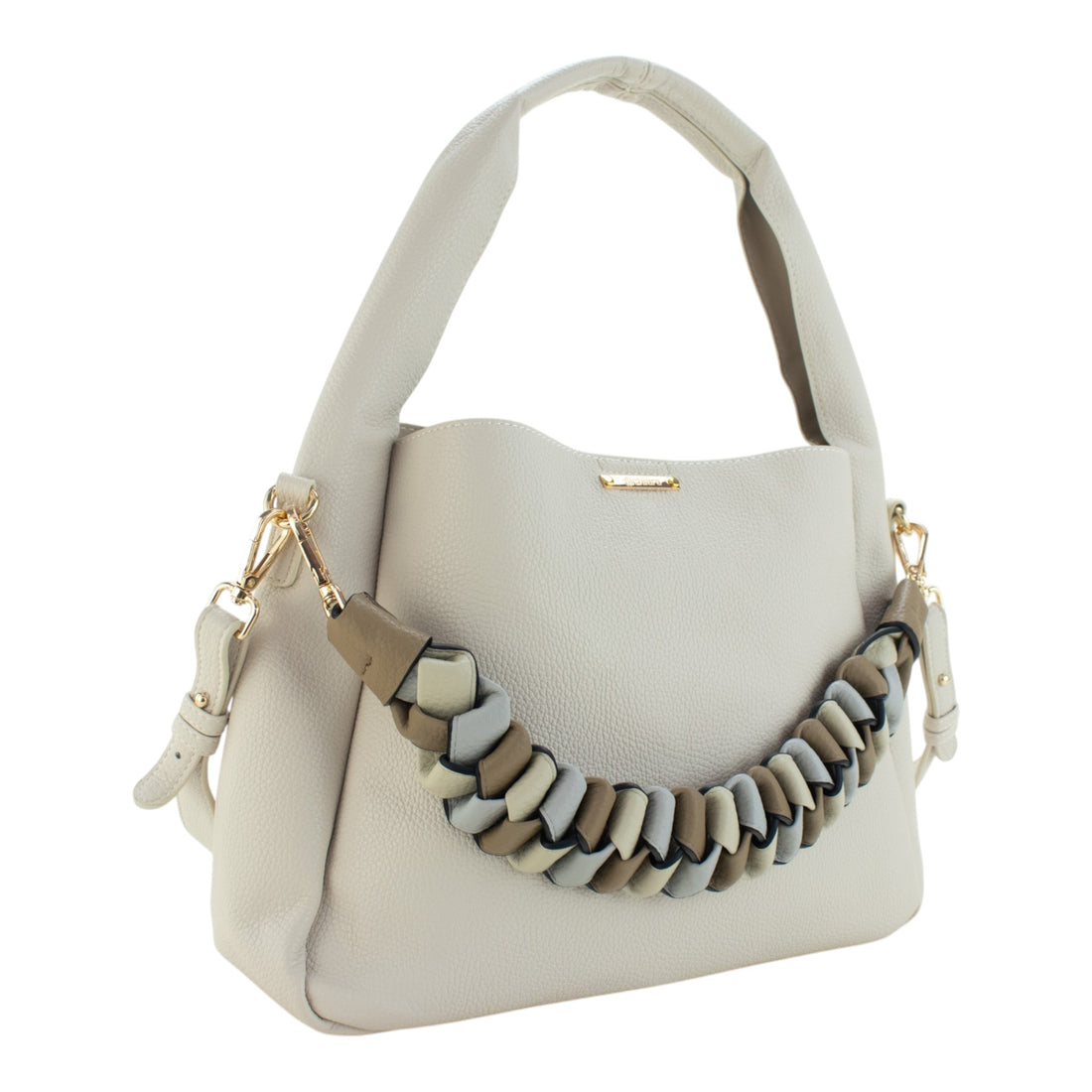 Bolso Hobo Alchiara Nube Trenzada Beige