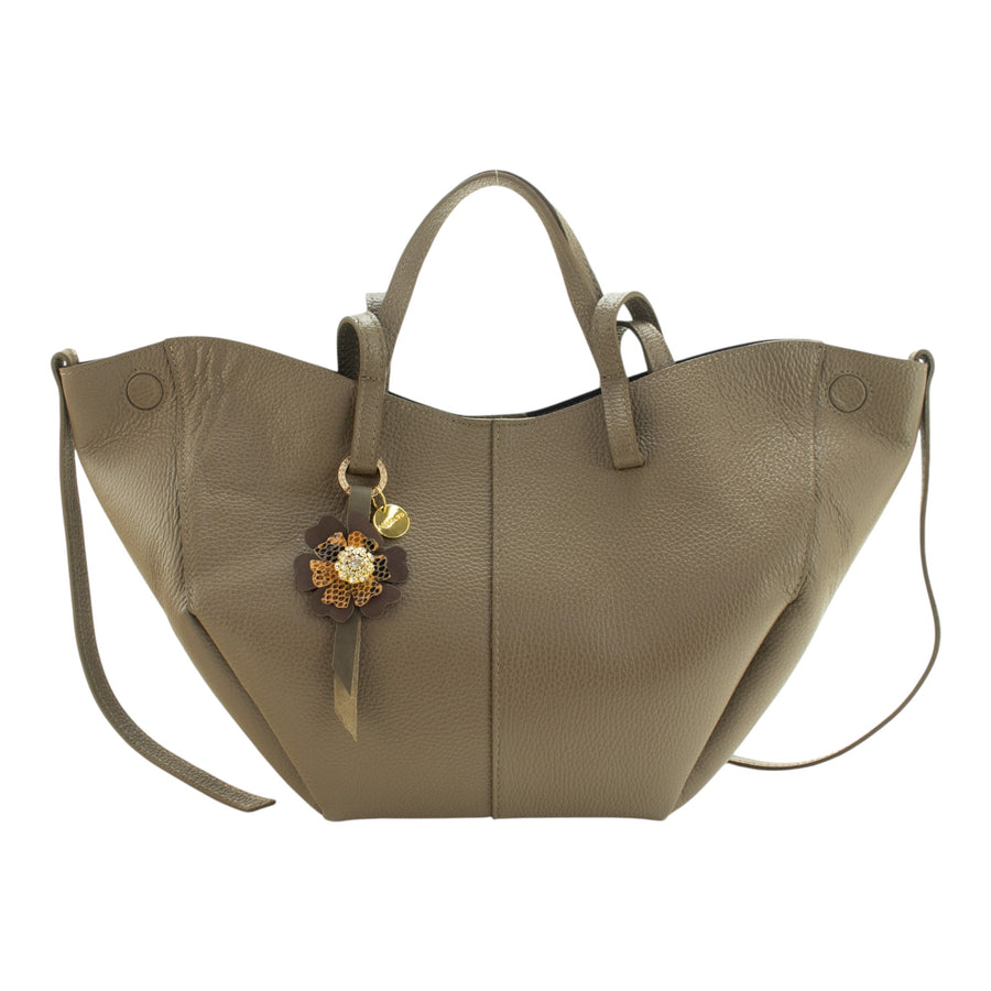 Bolso shopper Piel Pregato Venetto Flower Taupe Soft