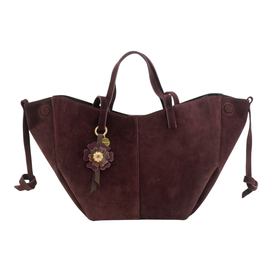 Bolso shopper Piel Pregato Venetto Flower Burdeos