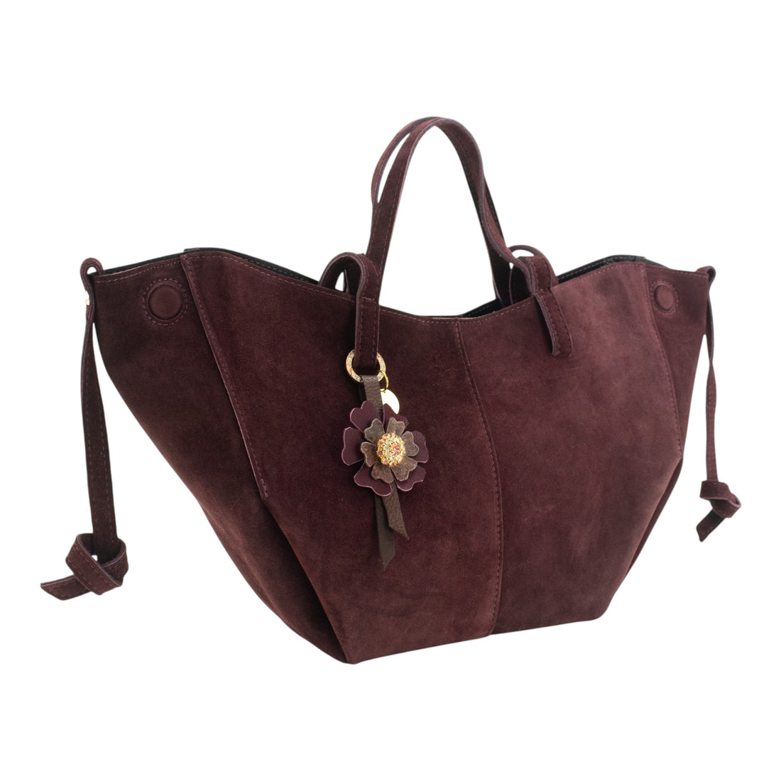 Bolso shopper Piel Pregato Venetto Flower Burdeos