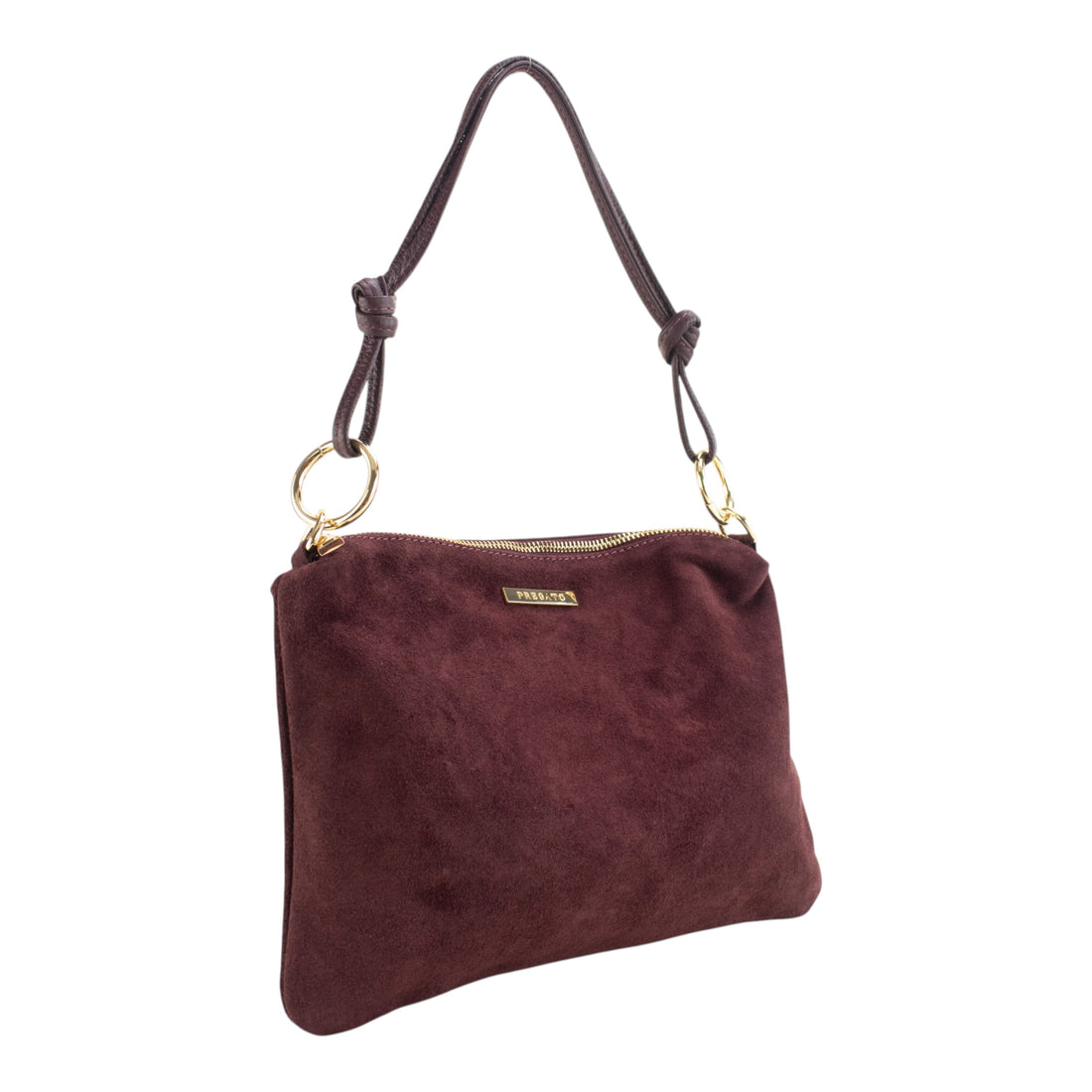 Bolsa Crossbody em Couro Pregato Lecce Borgonha