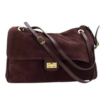 Maxi Bolso de piel Pregato Flat Bag Ravenna Ante Burdeos