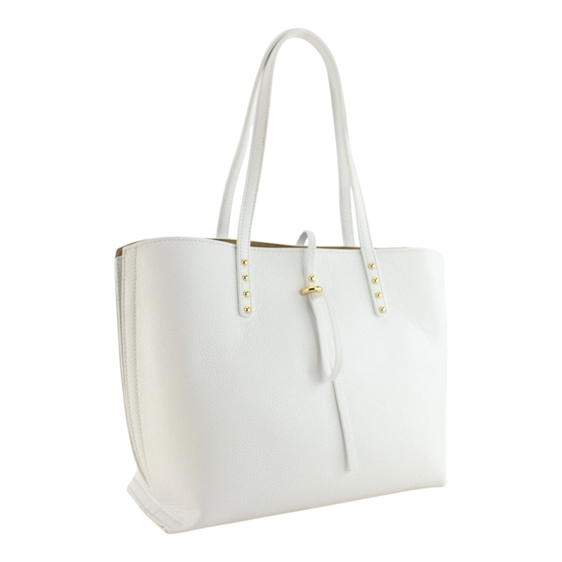Bolso Shopper en Piel Pregato Loggia Blanco