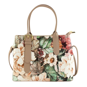 Bolso de mano Piel Pregato Serena Flores Taupe