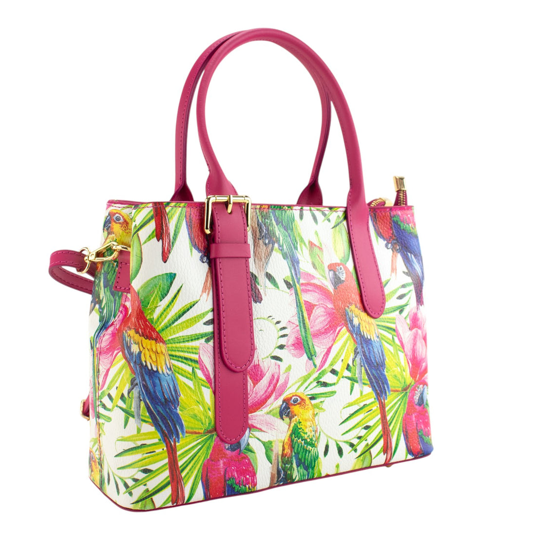 Bolso de mano Piel Pregato Serena Tropical Fucsia