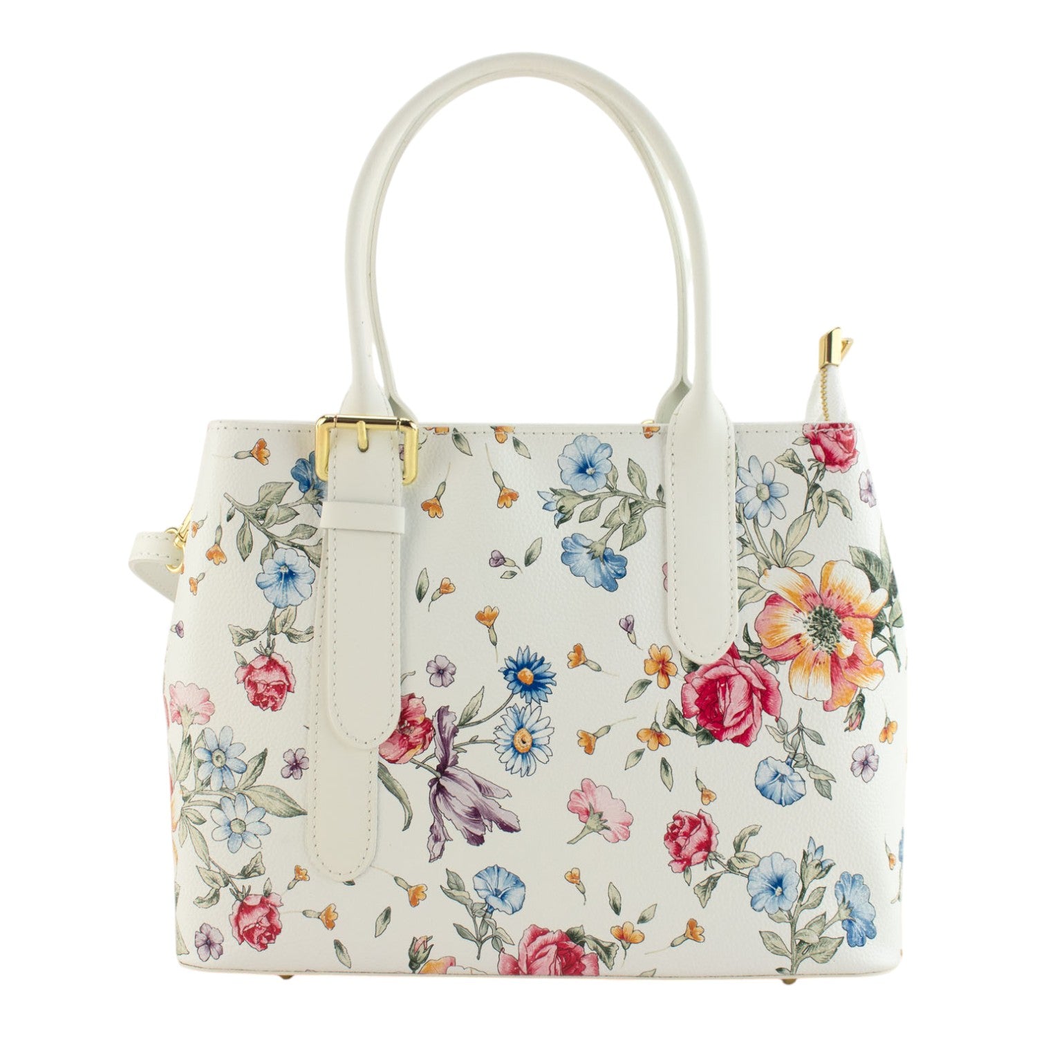 Bolso de mano Piel Pregato Serena Flores Blancas