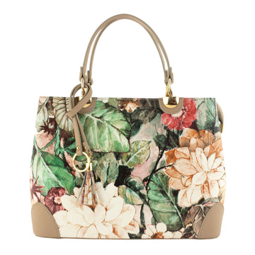 Bolso en piel Pregato Eleganza Flores Beige