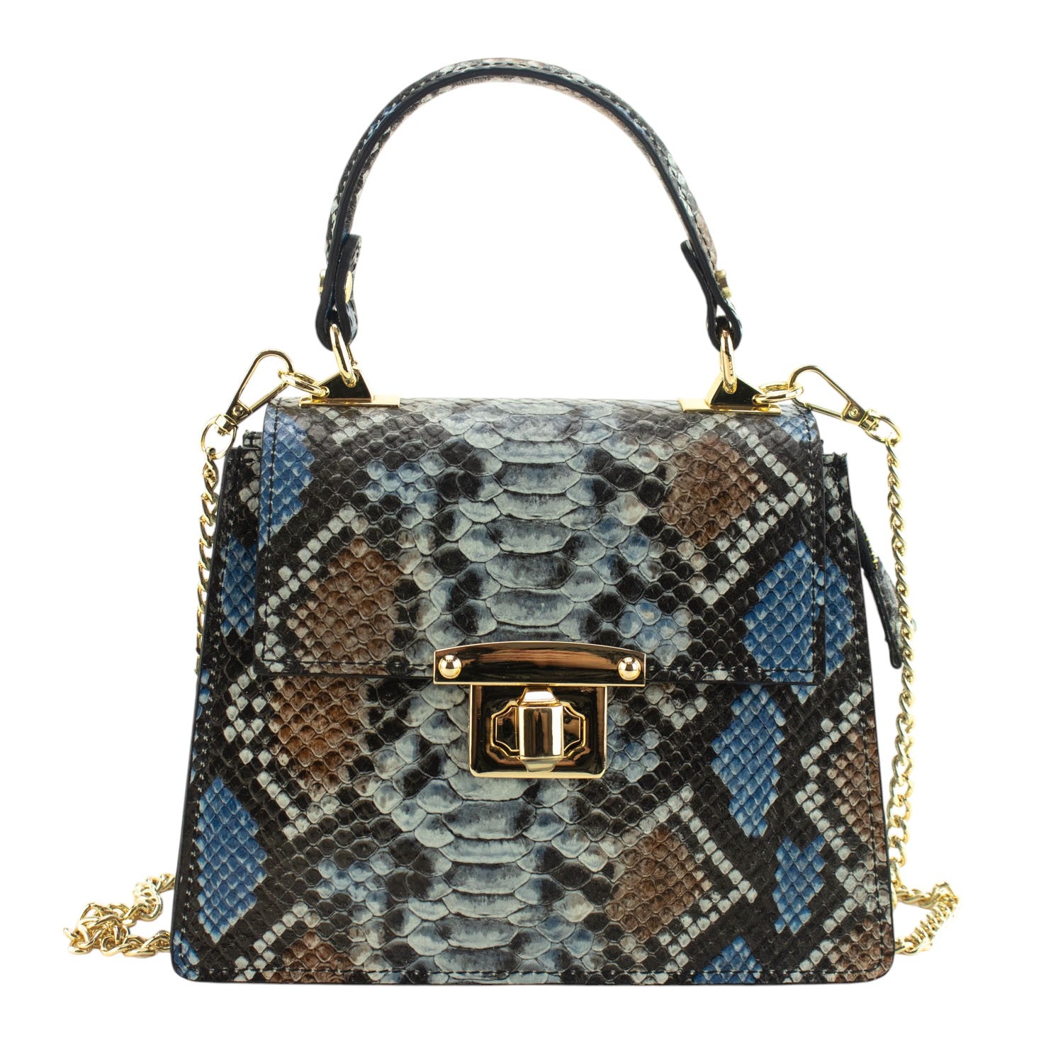 Bolso de mano Piel Pregato Gekko Azul gris