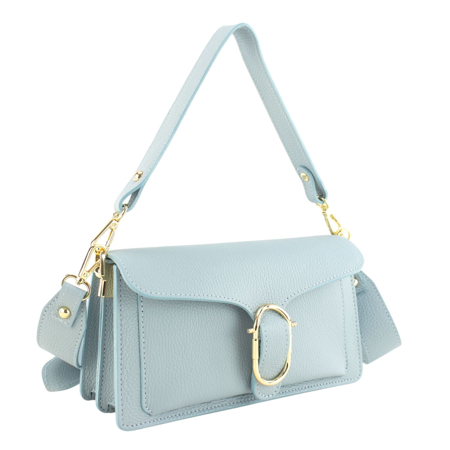 Bandolera Piel Pregato Fíbula Azul cielo - KimondoShop