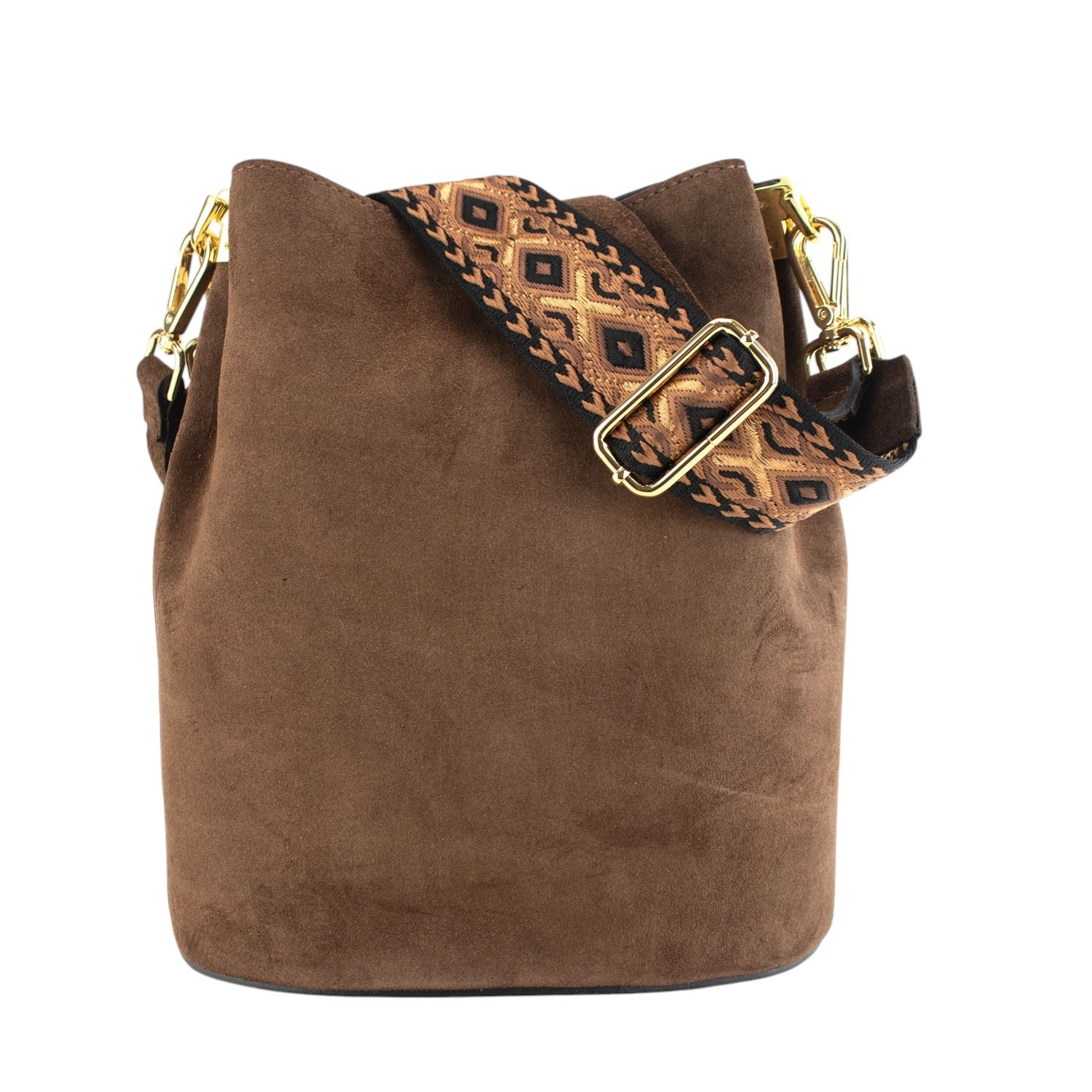 Bandolera Piel Pregato Secchio Peach Camel Rombos - KimondoShop