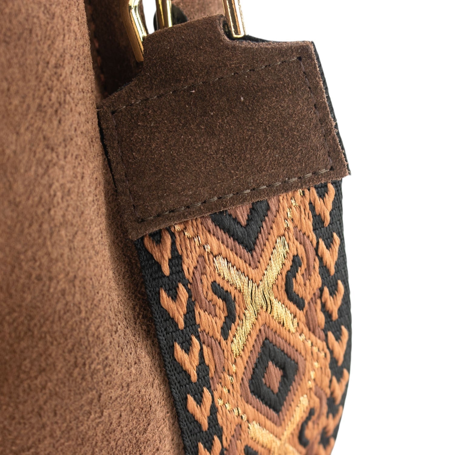 Bandolera Piel Pregato Secchio Peach Camel Rombos - KimondoShop