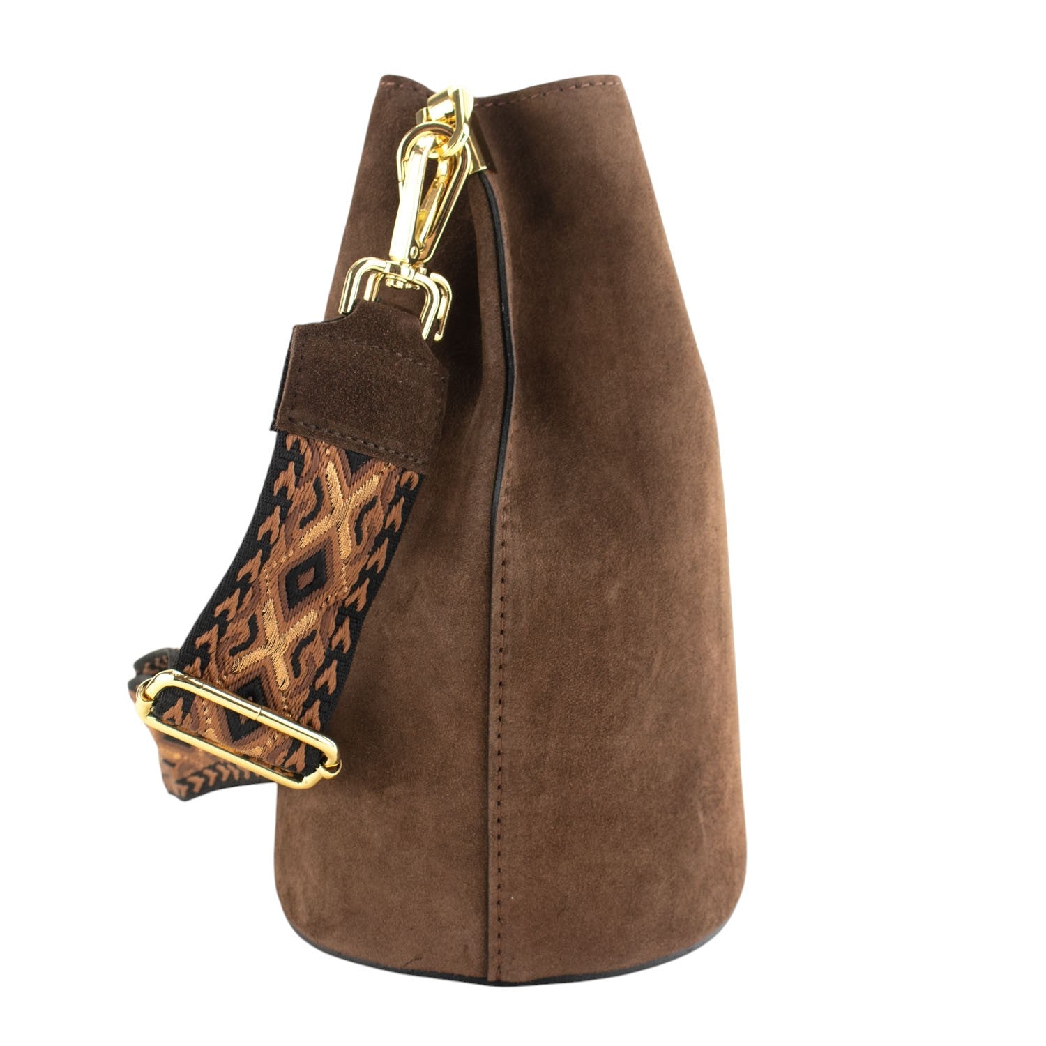 Bandolera Piel Pregato Secchio Peach Camel Rombos - KimondoShop
