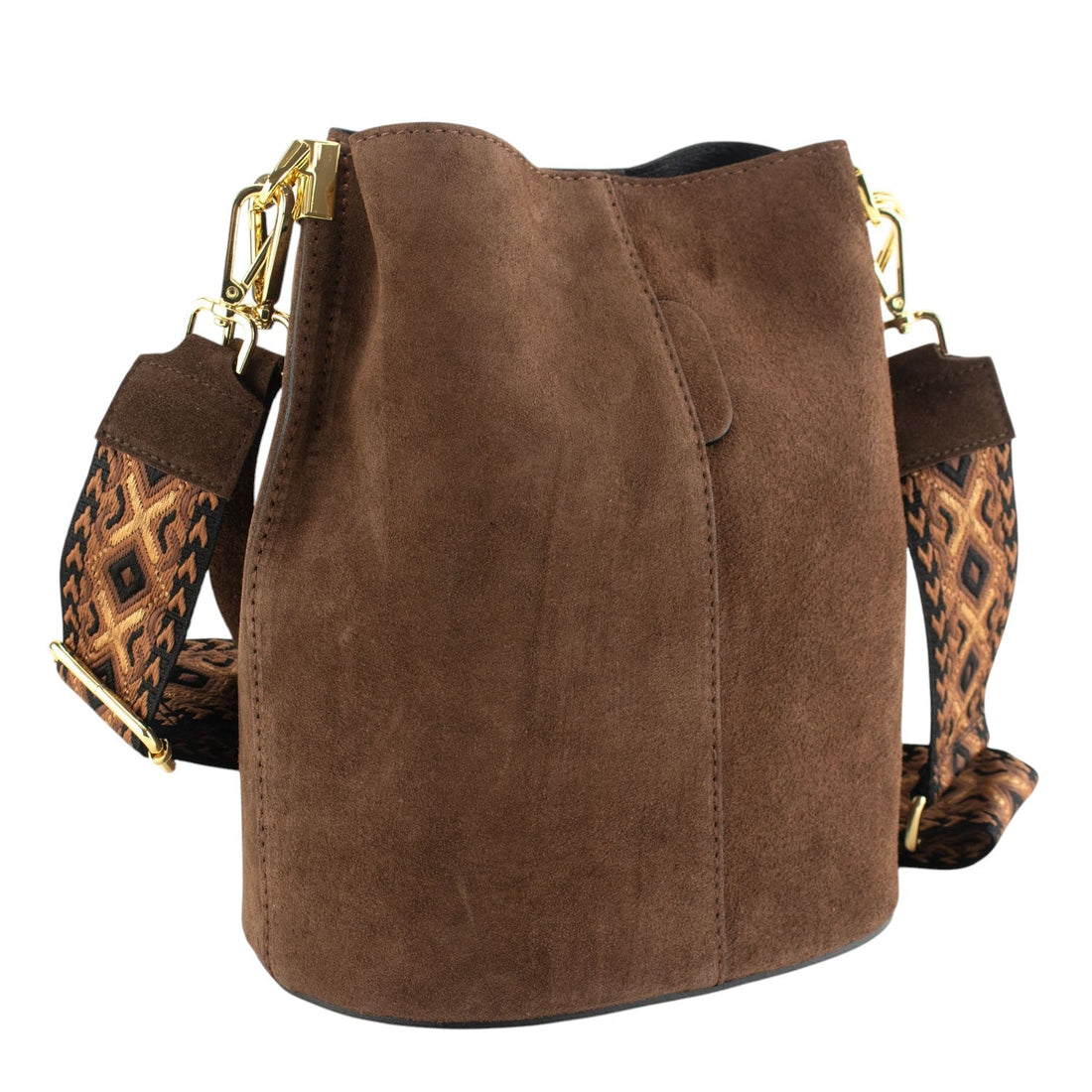 Bandolera Piel Pregato Secchio Peach Camel Rombos - KimondoShop