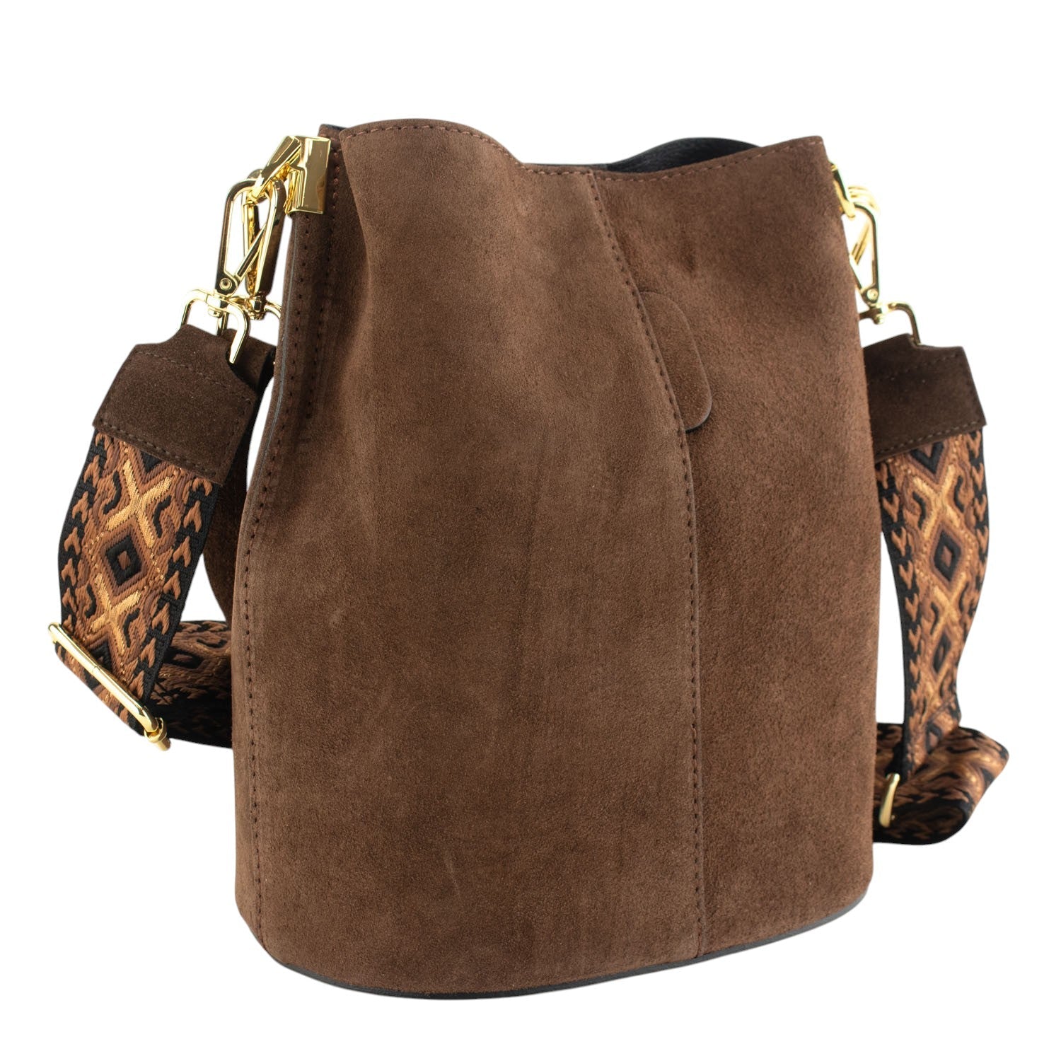 Bandolera Piel Pregato Secchio Peach Camel Rombos - KimondoShop