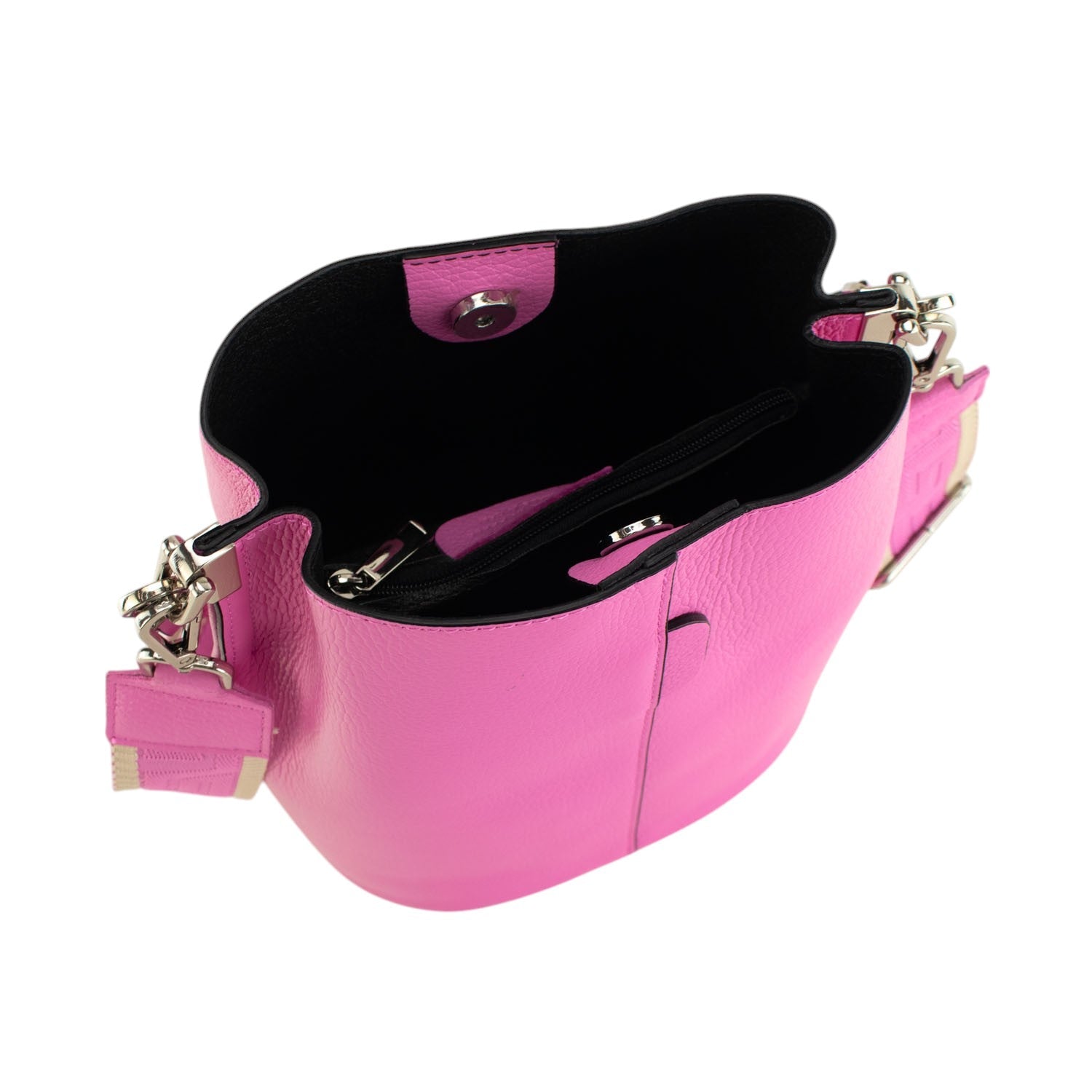 Bandolera Piel Pregato Secchio Rosa chicle - KimondoShop