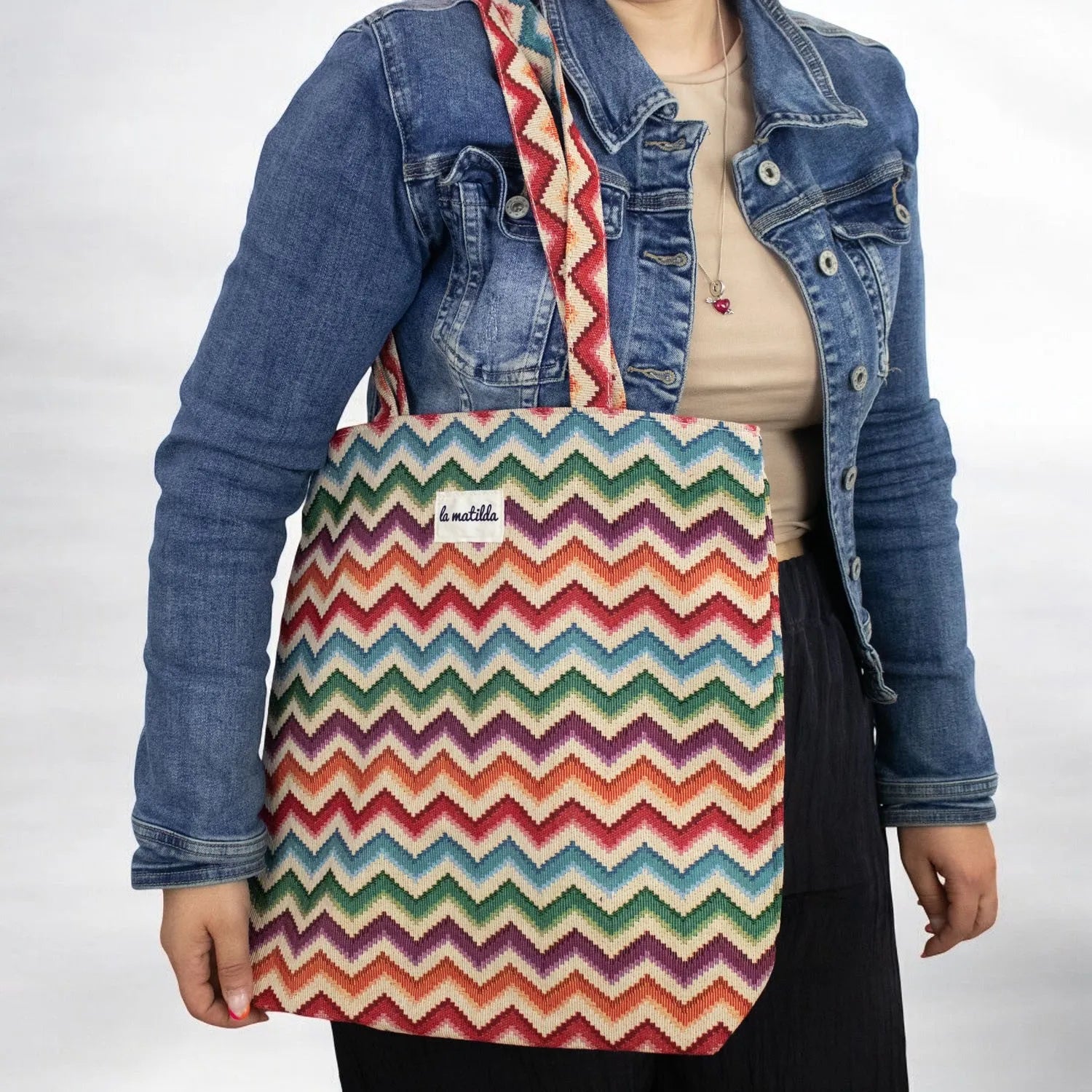 Bolsa tote pequeña La Matilda Print Zig Zag - KimondoShop