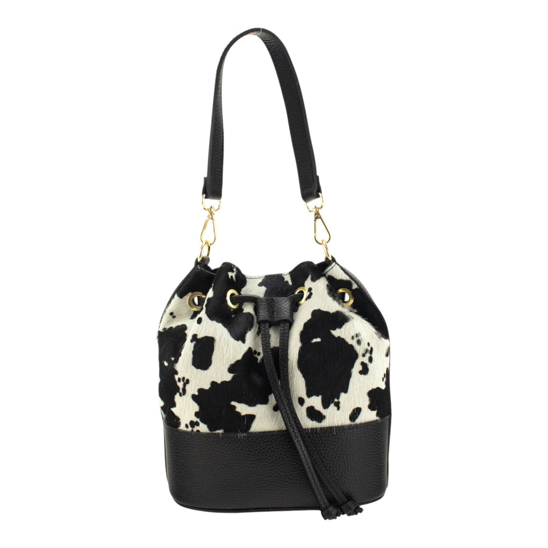 Bolso bombonera en Piel Pregato Ayra Cow Black - KimondoShop