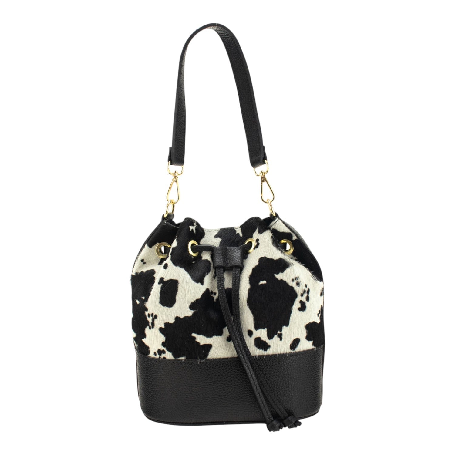 Bolso bombonera en Piel Pregato Ayra Cow Black - KimondoShop
