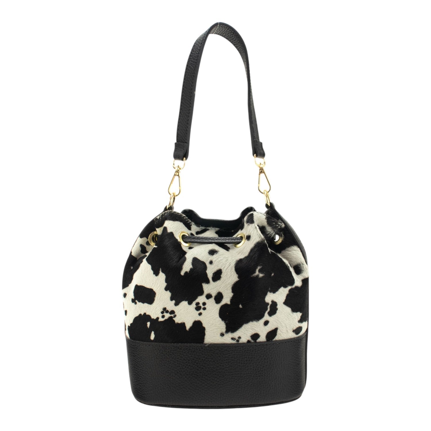 Bolso bombonera en Piel Pregato Ayra Cow Black - KimondoShop