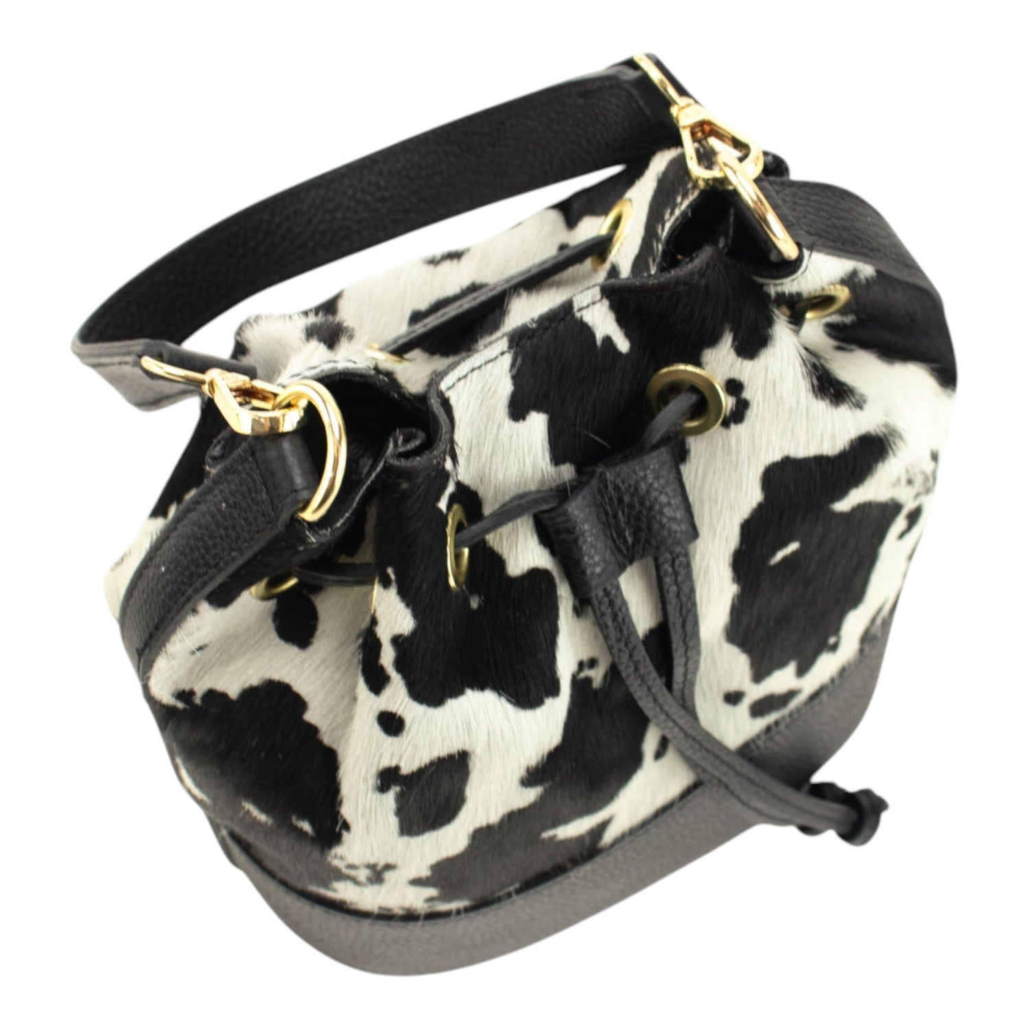 Bolso bombonera en Piel Pregato Ayra Cow Black - KimondoShop