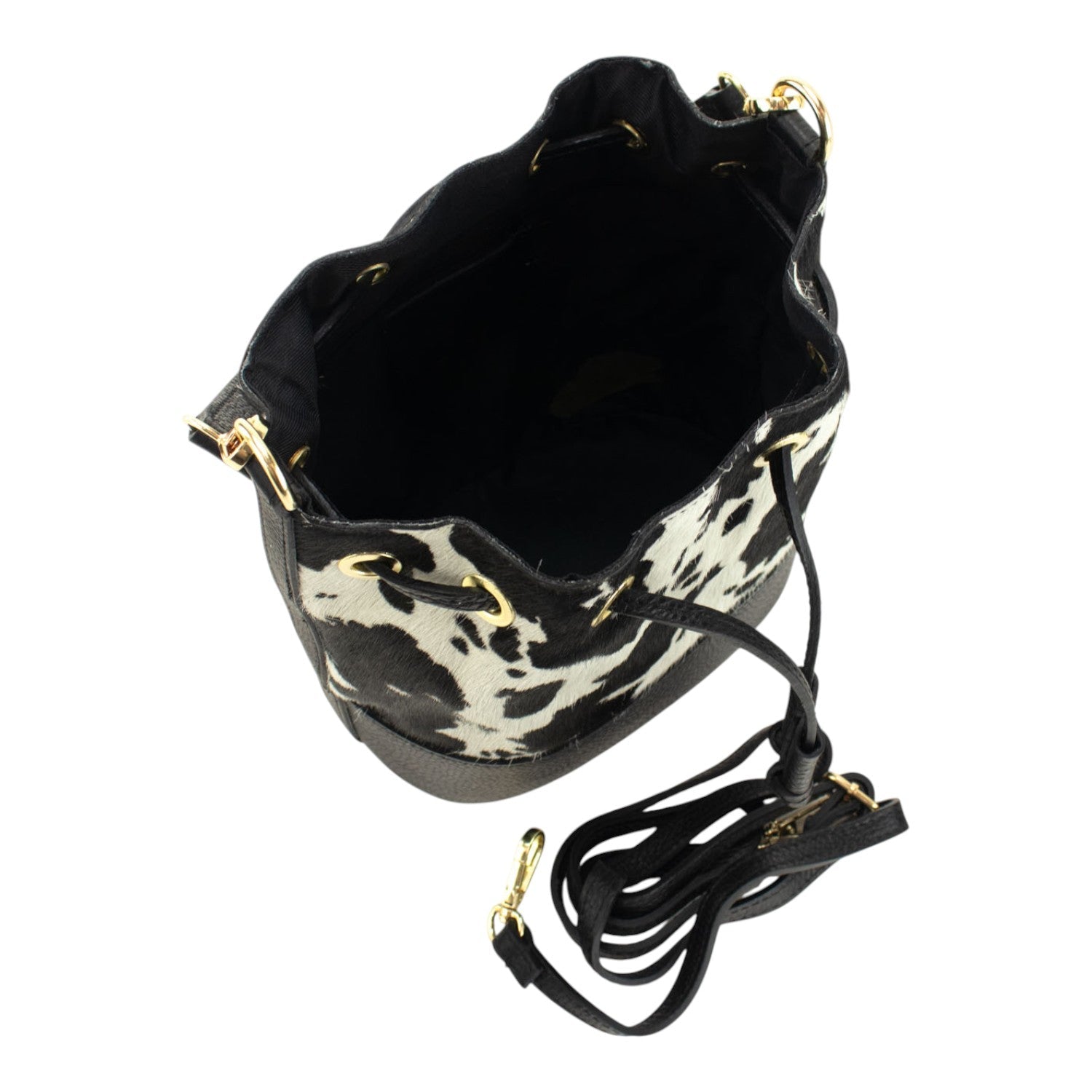 Bolso bombonera en Piel Pregato Ayra Cow Black - KimondoShop