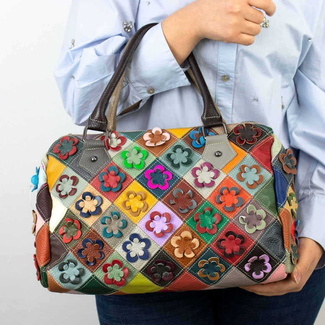 Bolso bowling de Piel Pregato Mosaic Flowers - KimondoShop