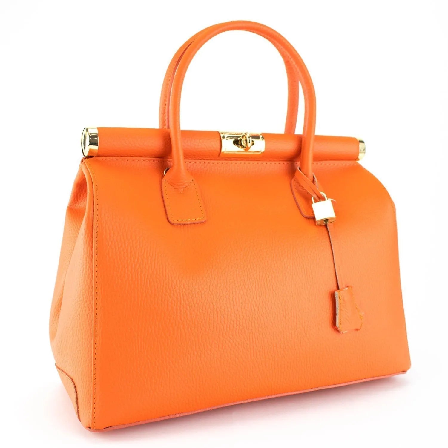 Bolso de mano en Piel Pregato Classic Naranja - KimondoShop