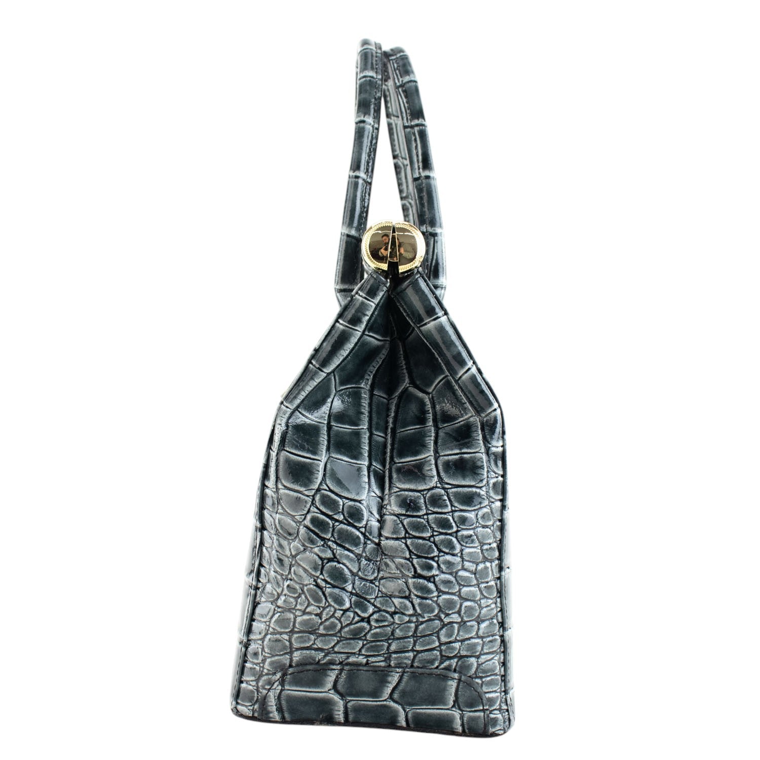 Bolso de mano en Piel Pregato Classic Special Croc Gris - KimondoShop