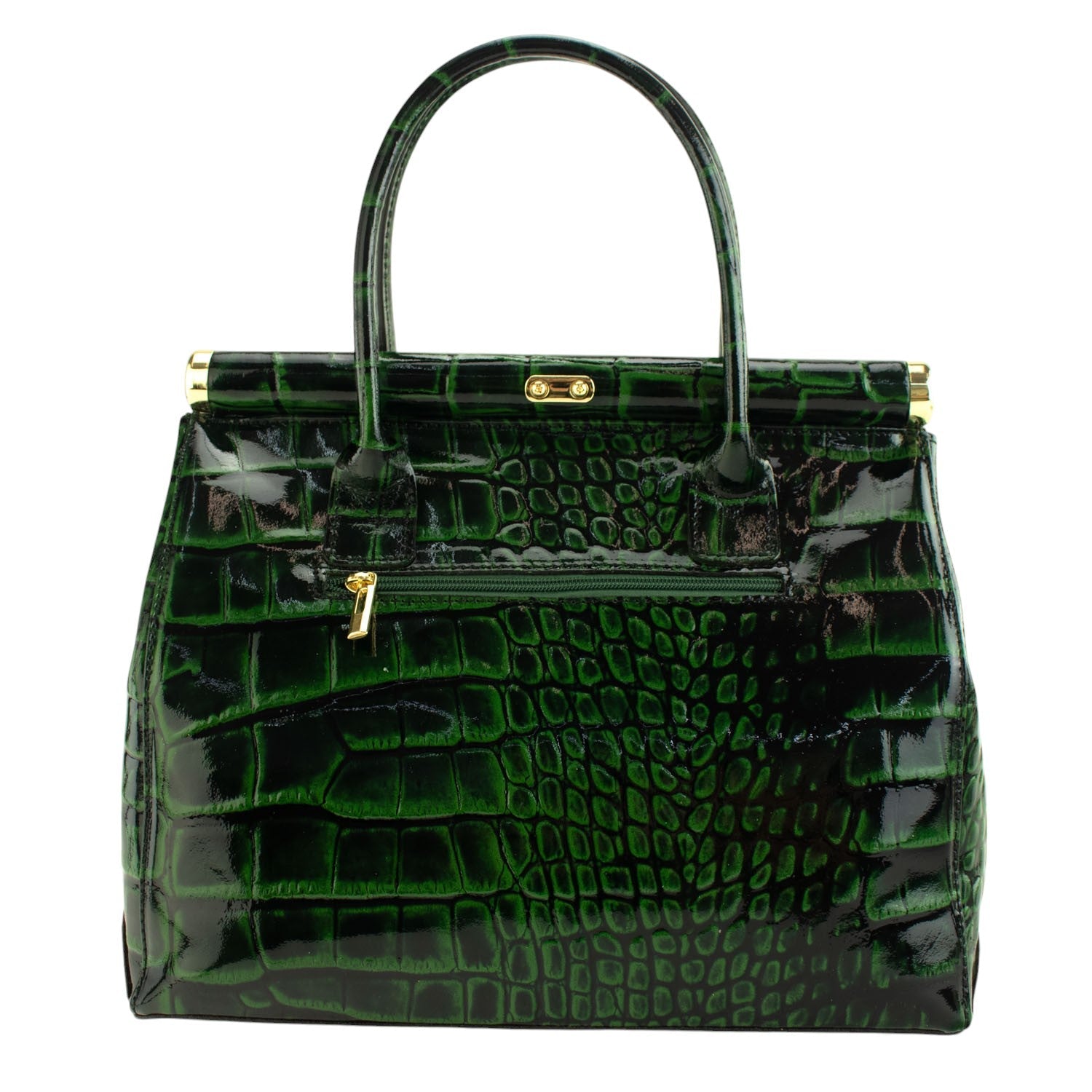 Bolso de mano en Piel Pregato Classic Special Croc Verde - KimondoShop