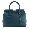 Bolso de mano en Piel Pregato Classic Turquesa oscuro - KimondoShop
