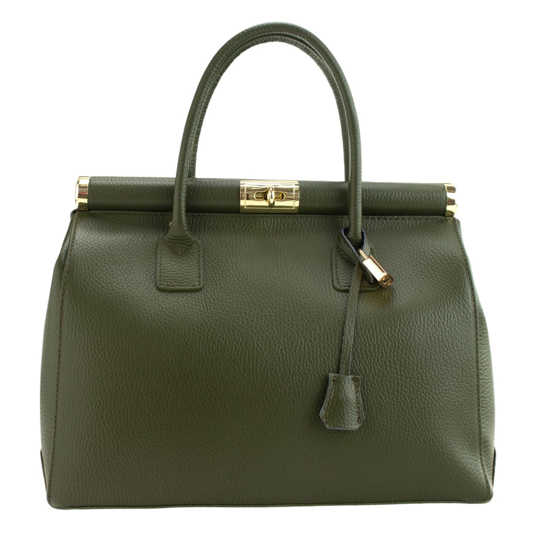 Bolso de mano en Piel Pregato Classic Verde oliva - KimondoShop