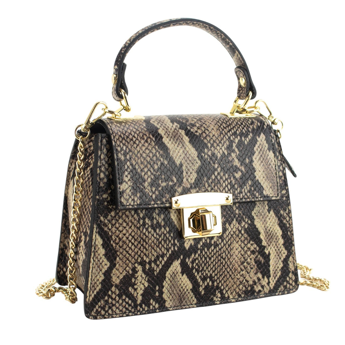 Bolso de mano Piel Pregato Gekko Marrón Dorado - KimondoShop