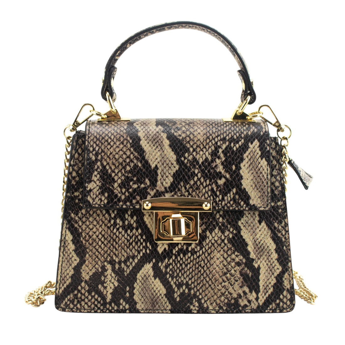 Bolso de mano Piel Pregato Gekko Marrón Dorado - KimondoShop