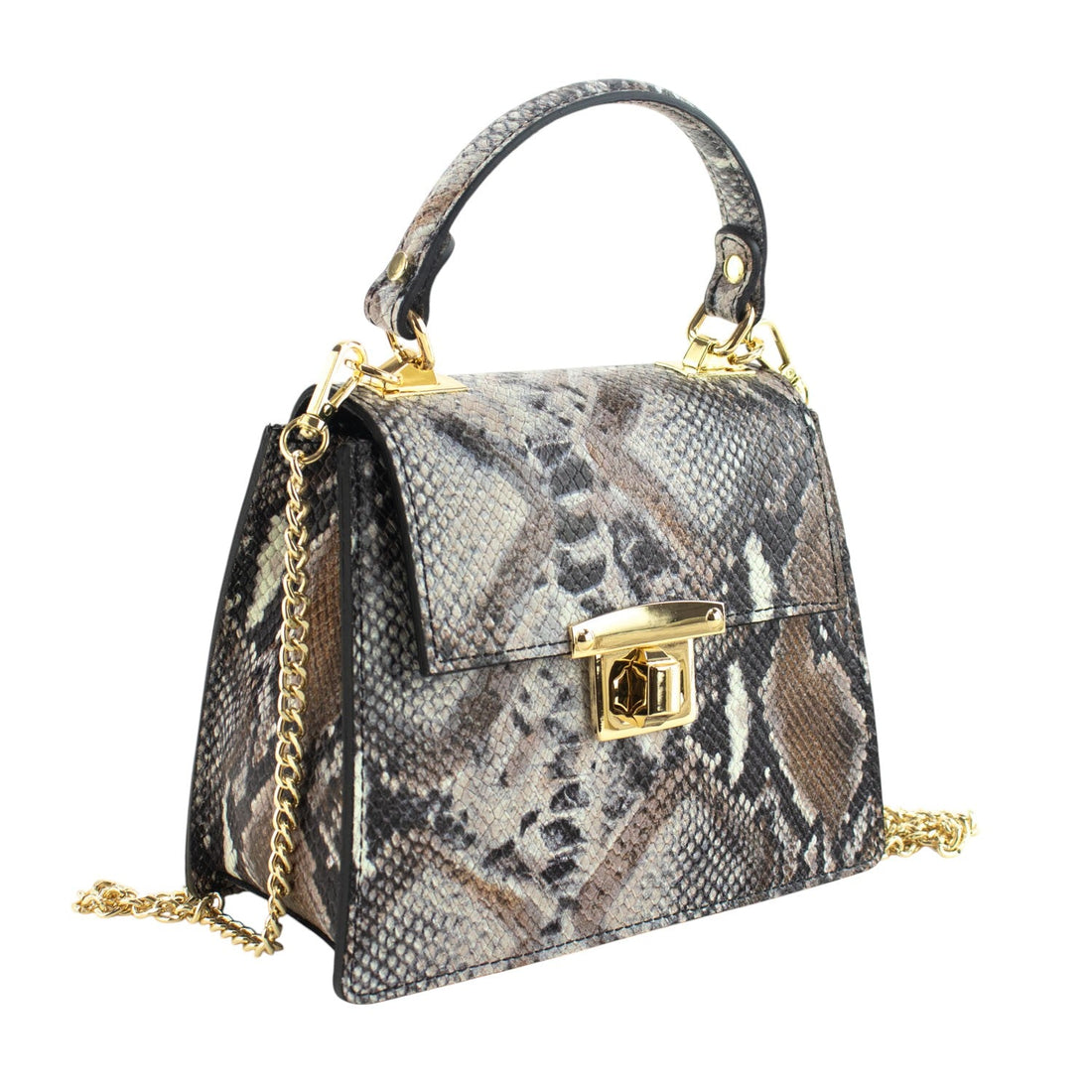 Bolso de mano Piel Pregato Gekko Marrón Gris - KimondoShop