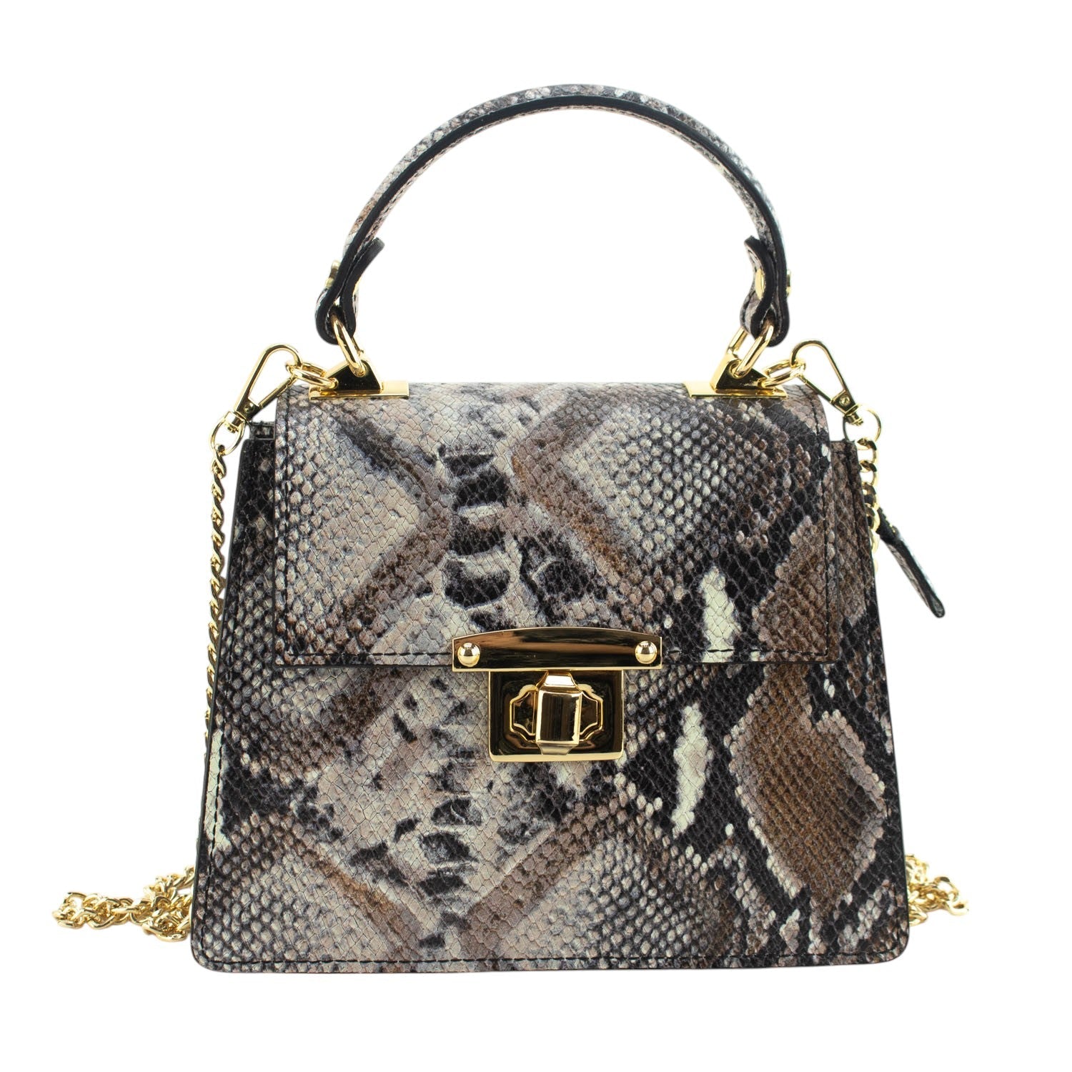 Bolso de mano Piel Pregato Gekko Marrón Gris - KimondoShop