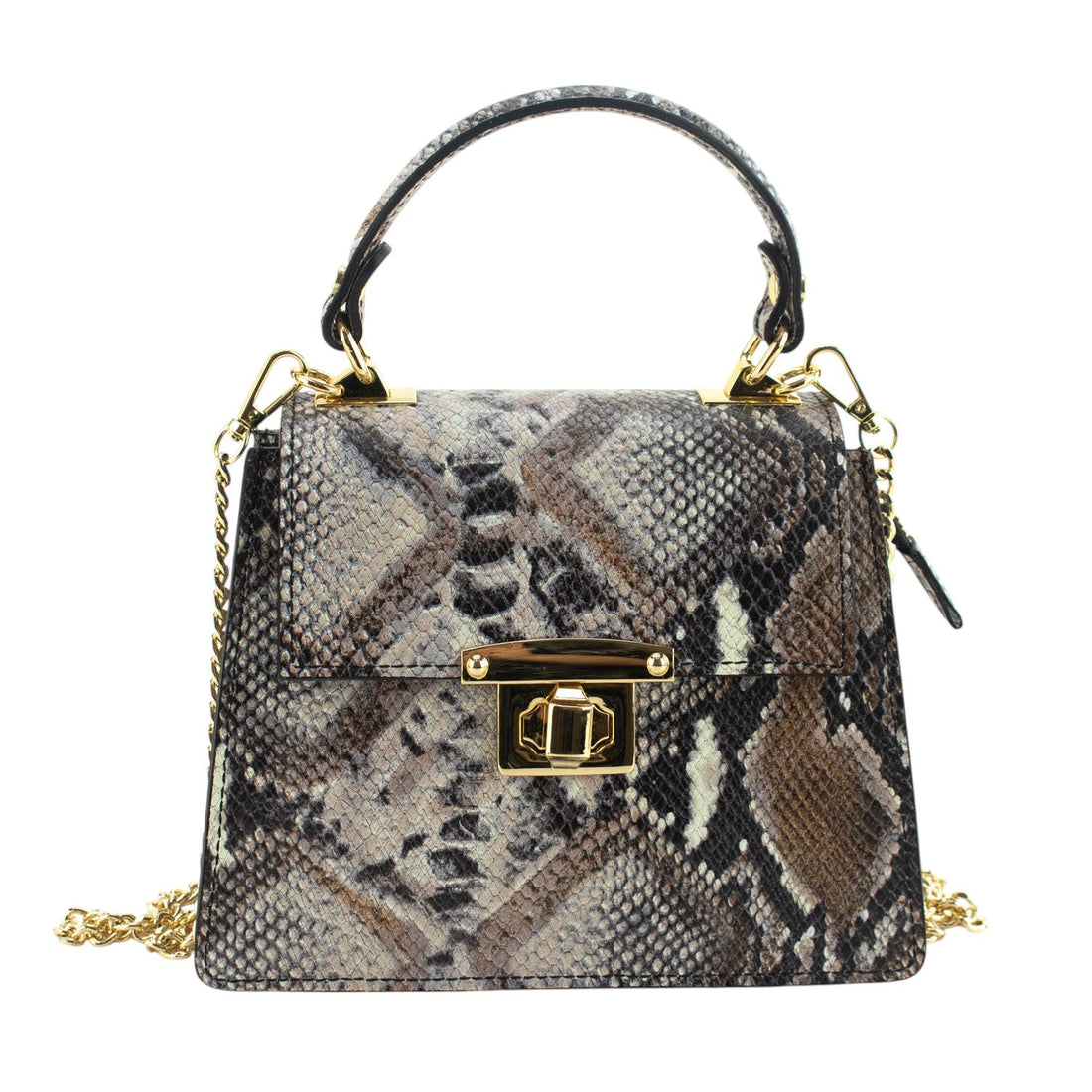 Bolso de mano Piel Pregato Gekko Marrón Gris - KimondoShop
