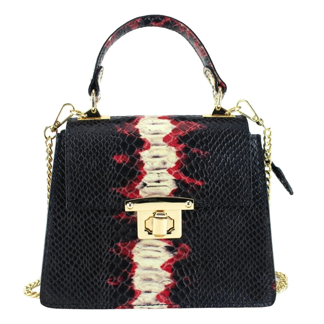 Bolso de mano Piel Pregato Gekko Negro Rojo - KimondoShop