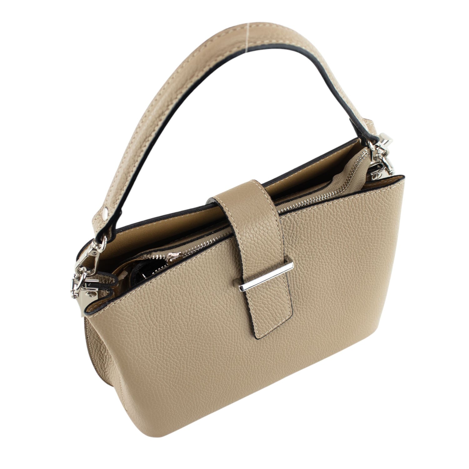 Bolso de Piel Pregato Eterea Taupe claro - KimondoShop
