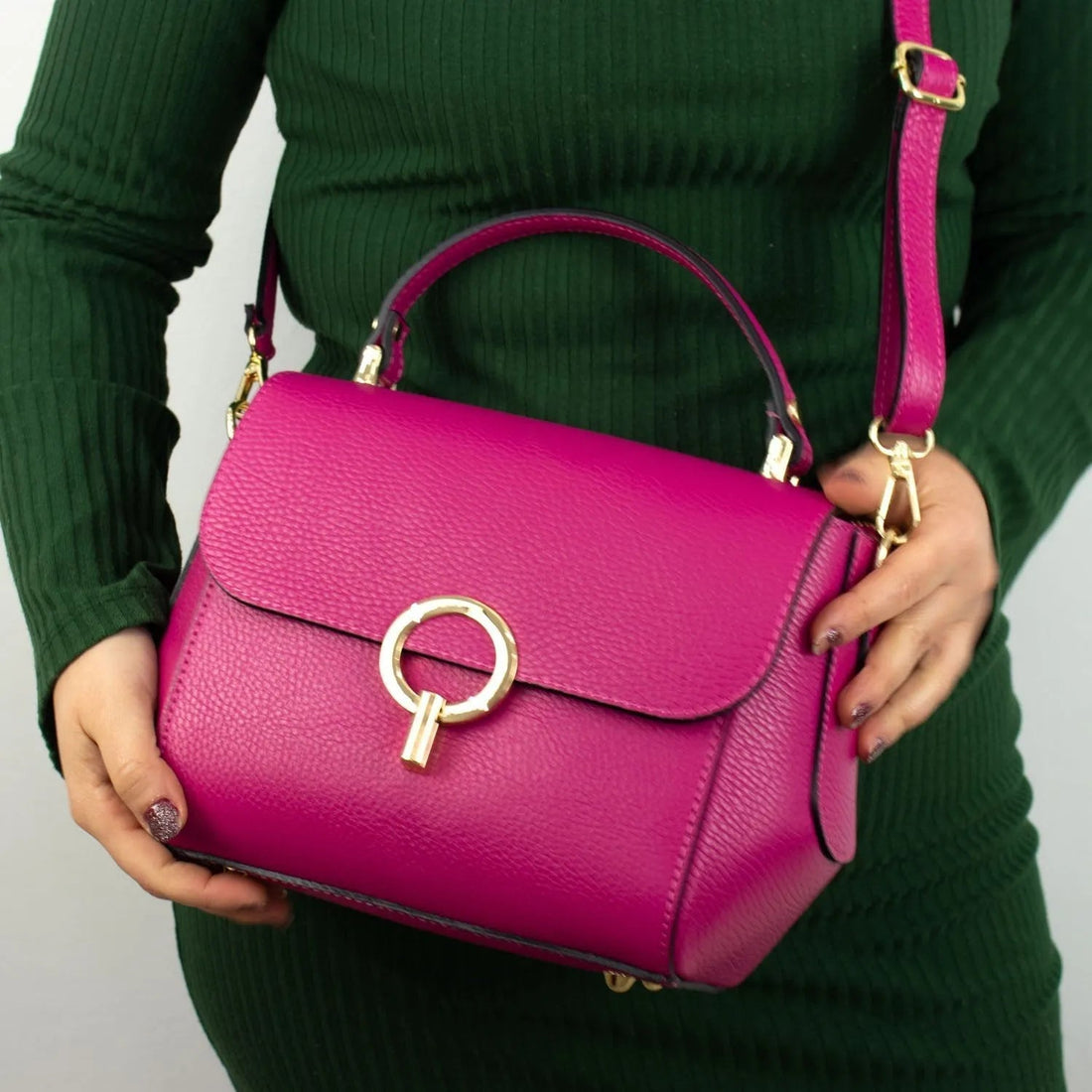 Bolso de Piel Pregato Omega Fucsia - KimondoShop