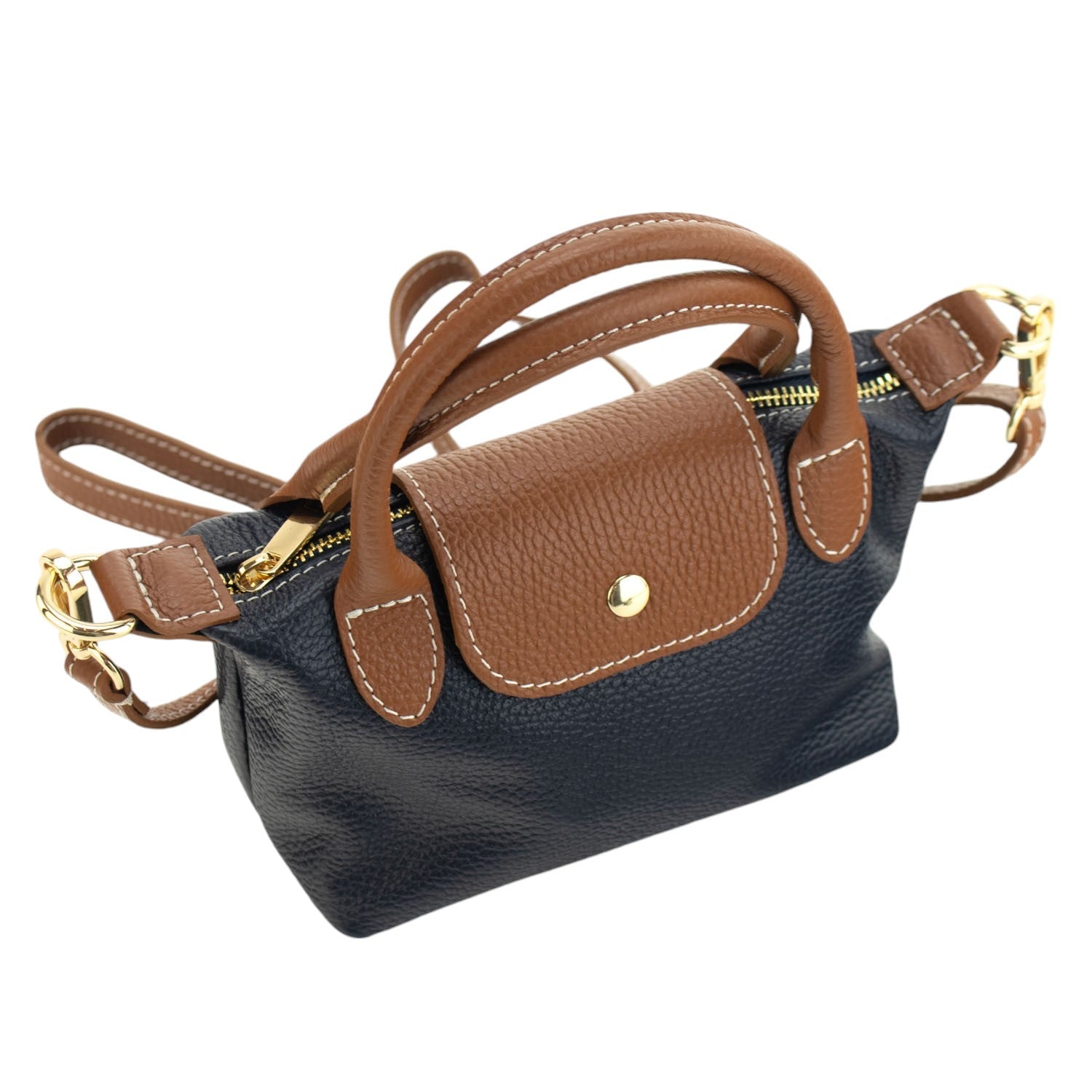 Bolso de Piel Pregato Piuma Azul marino - KimondoShop