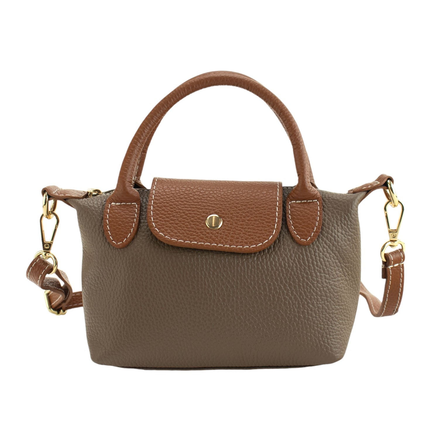 Bolso de Piel Pregato Piuma Taupe - KimondoShop