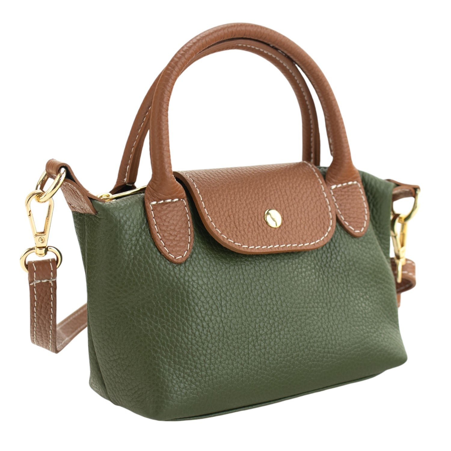 Bolso de Piel Pregato Piuma Verde oliva - KimondoShop