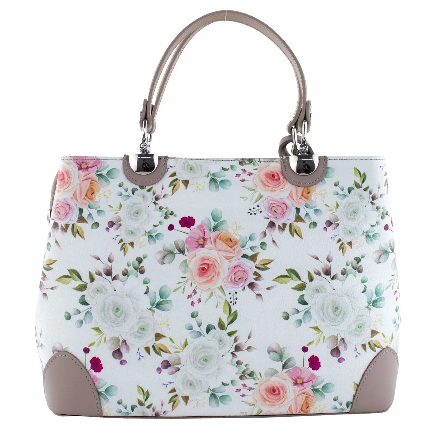 Bolso en piel Pregato Eleganza Floral Taupe - KimondoShop